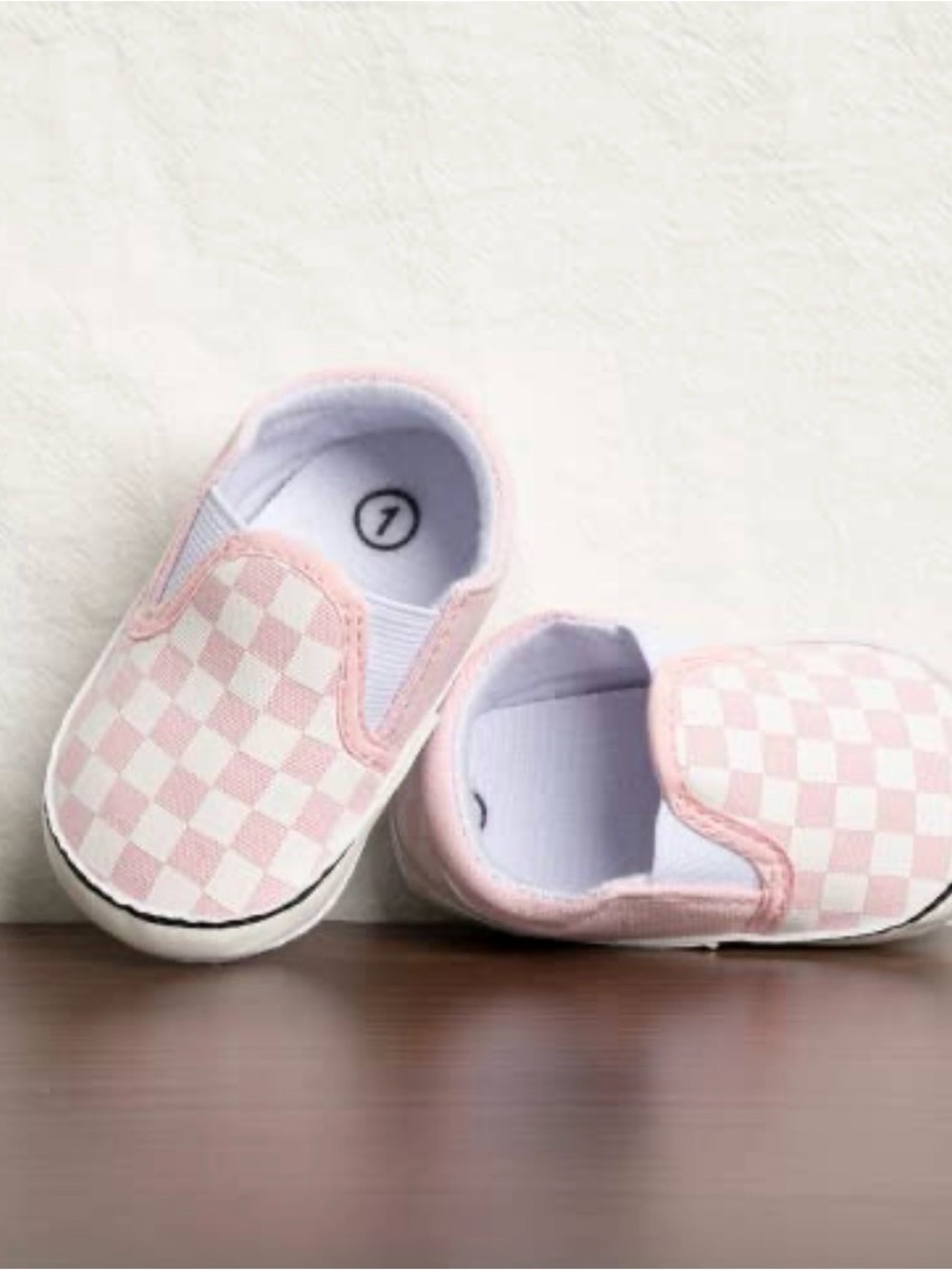 Sage Kids Checkerboard Slip-On Sneakers - Light Pink & White